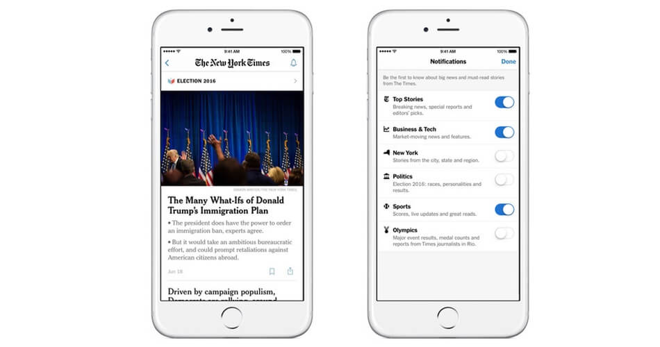New York Times-app på App Store