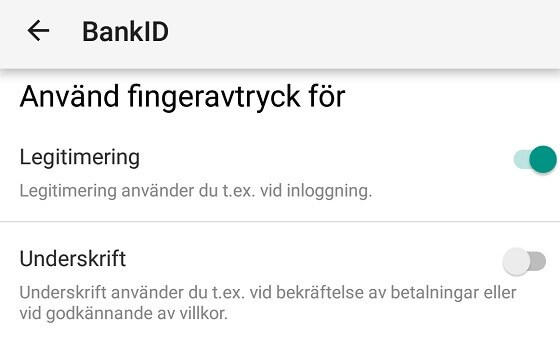 BankID fungerar nu med fingeravtrycksläsaren i Android 44 bankid android installning