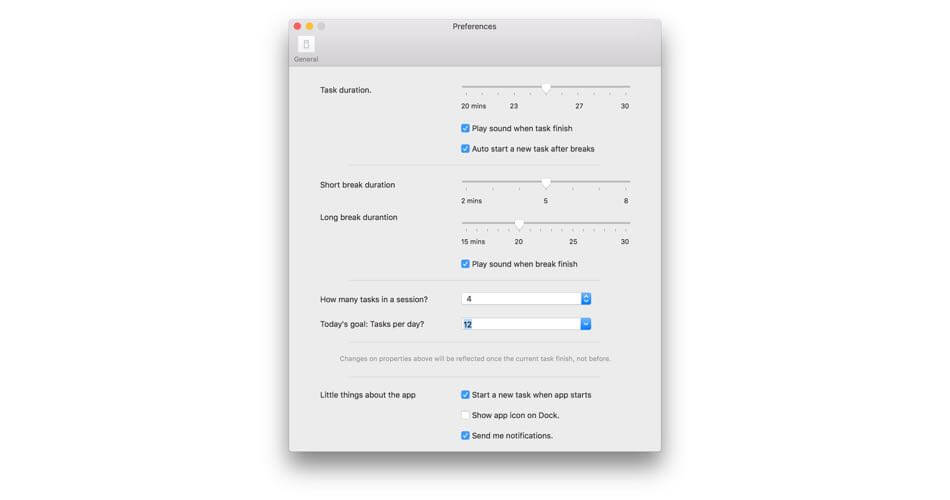 Ta kontrollen över din tid vid Mac-datorn med Tomates — Time Management 44 tomates time management settings
