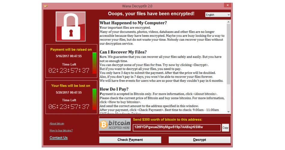 wannacry ransomware virus