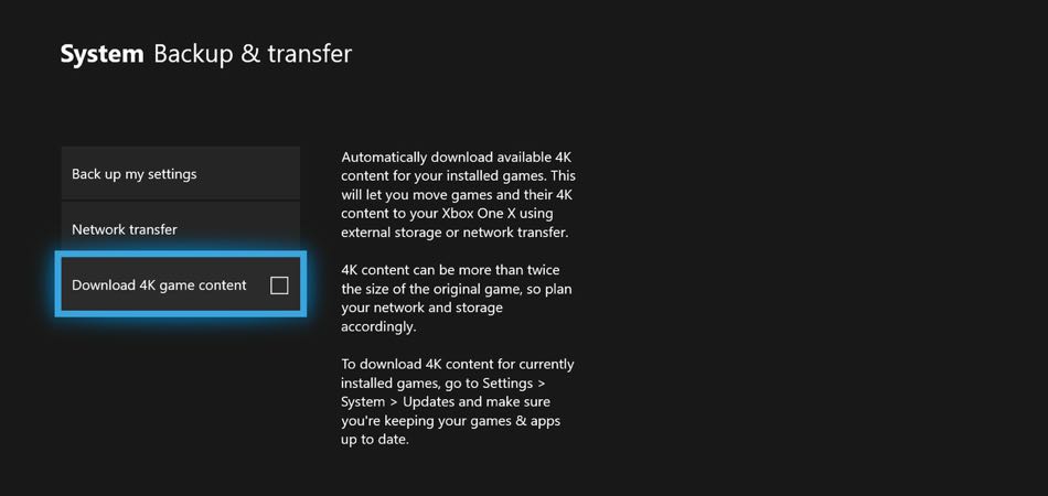 xbox one x 4k nerladdning