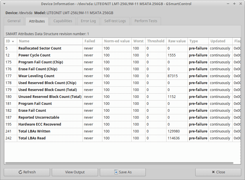 gsmartcontrol attributes