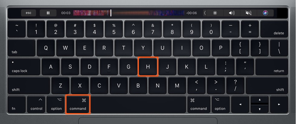 macbook hide active app shortcut macos
