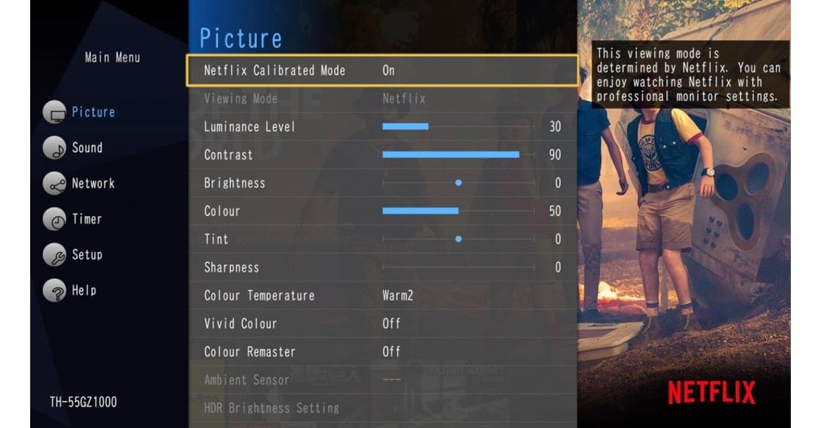 panasonic tv netflix calibrated mode settings 2019
