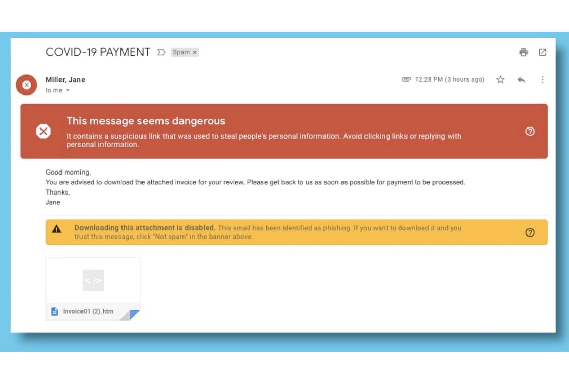 google gmail malware mail covid19 corona phishing