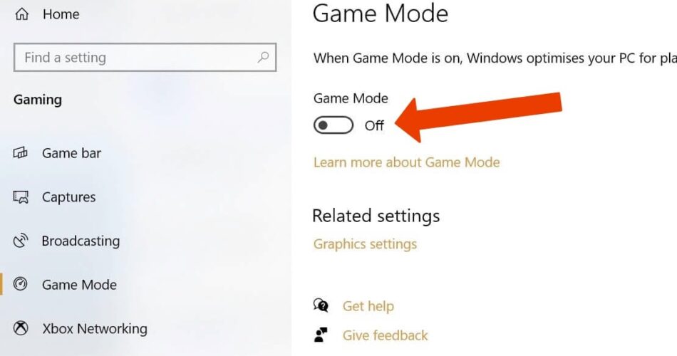 windows 10 game mode installning sla av off