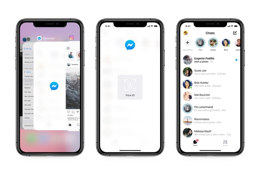 facebook messenger faceid touchid ios 2020