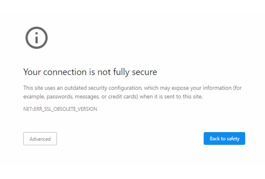 google chrome tls not secure