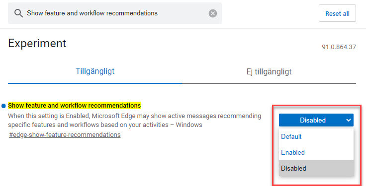 microsoft edge feature workflow recommendations 2021