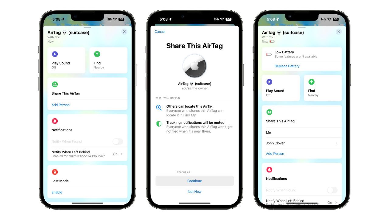 Apple AirTag Dela iOS 17