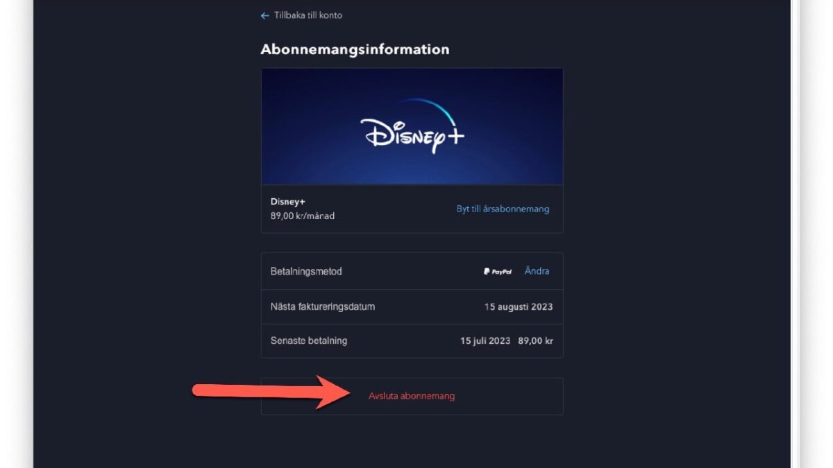 disney plus avsluta abonnemang 2023 3