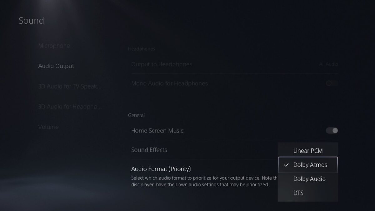 Sony Playstation 5 Dolby Atmos
