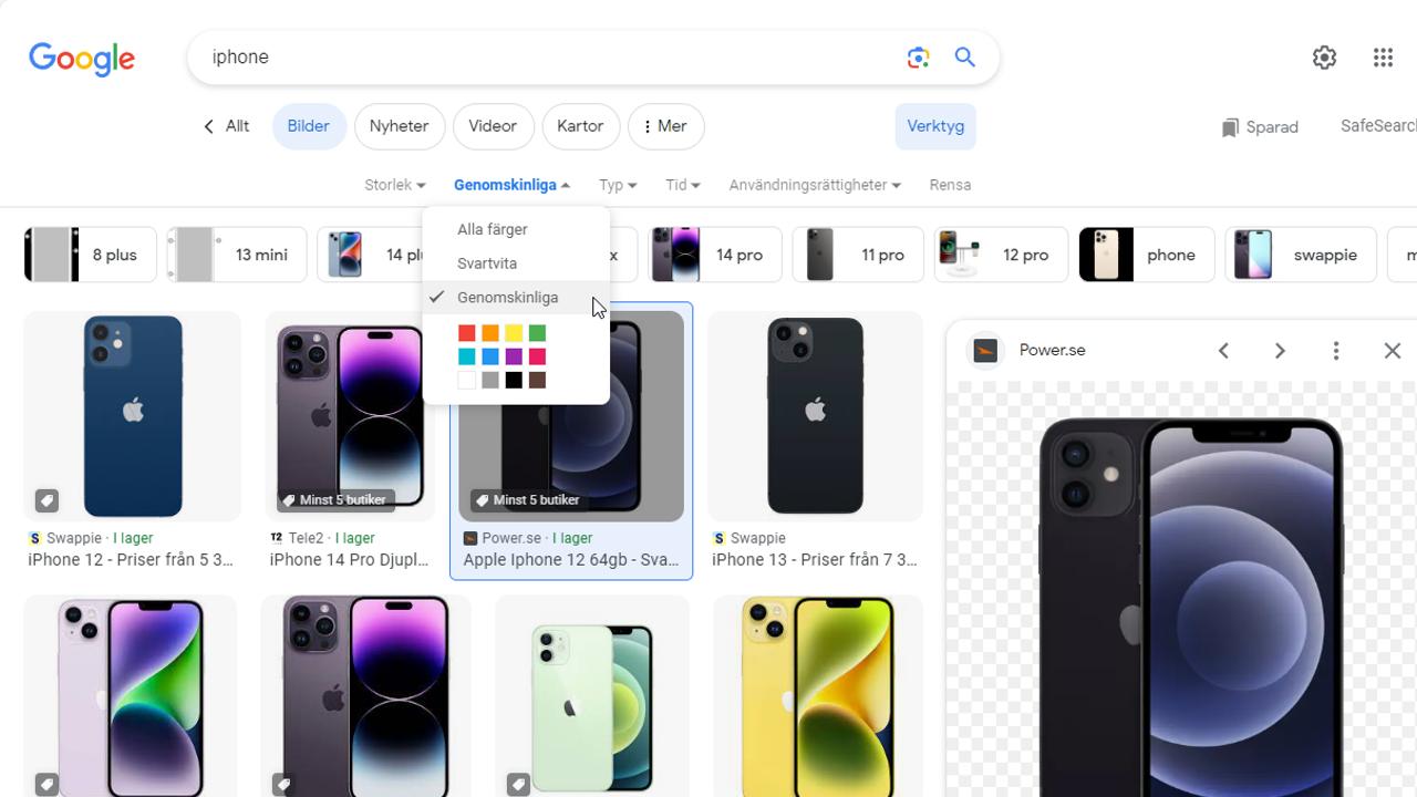 google transparent iphone genomskinlig sok