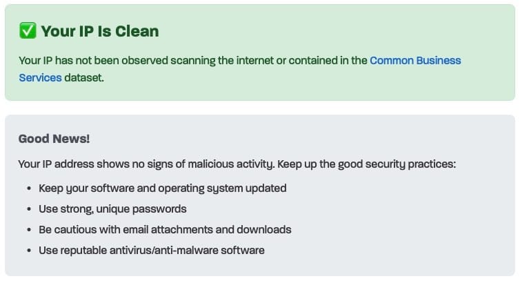 check labs greynoise 2025 clean